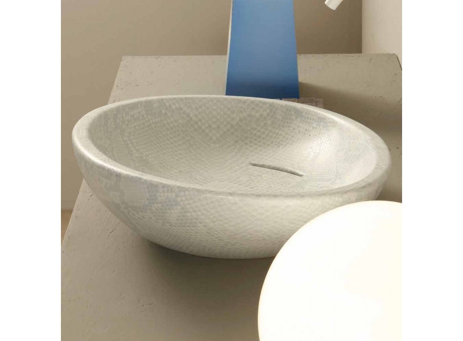 Bílý keramický pytónový design umyvadlo vyrobené v Itálii Lesklý Viadurini
