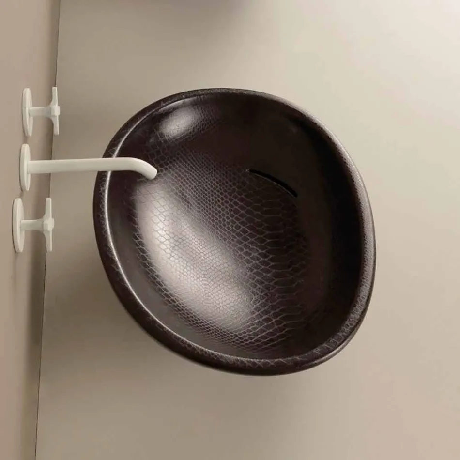 Pultová deska keramické černé pythonové umyvadlo vyrobené v Itálii Lesklý Viadurini