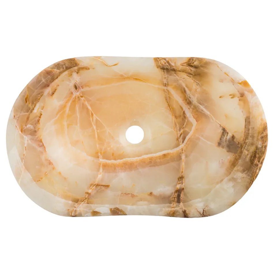 Designové umyvadlo na desku z kamene Lana onyx, ruční práce Viadurini
