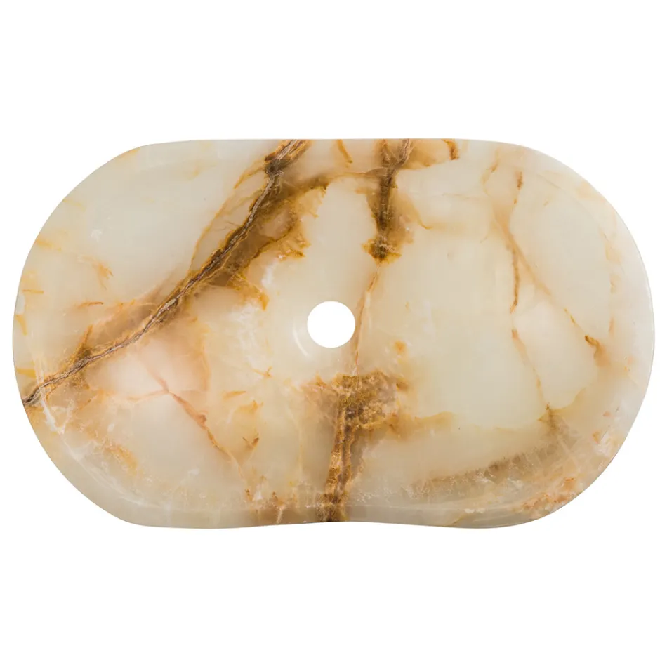 Designové umyvadlo na desku z kamene Lana onyx, ruční práce Viadurini