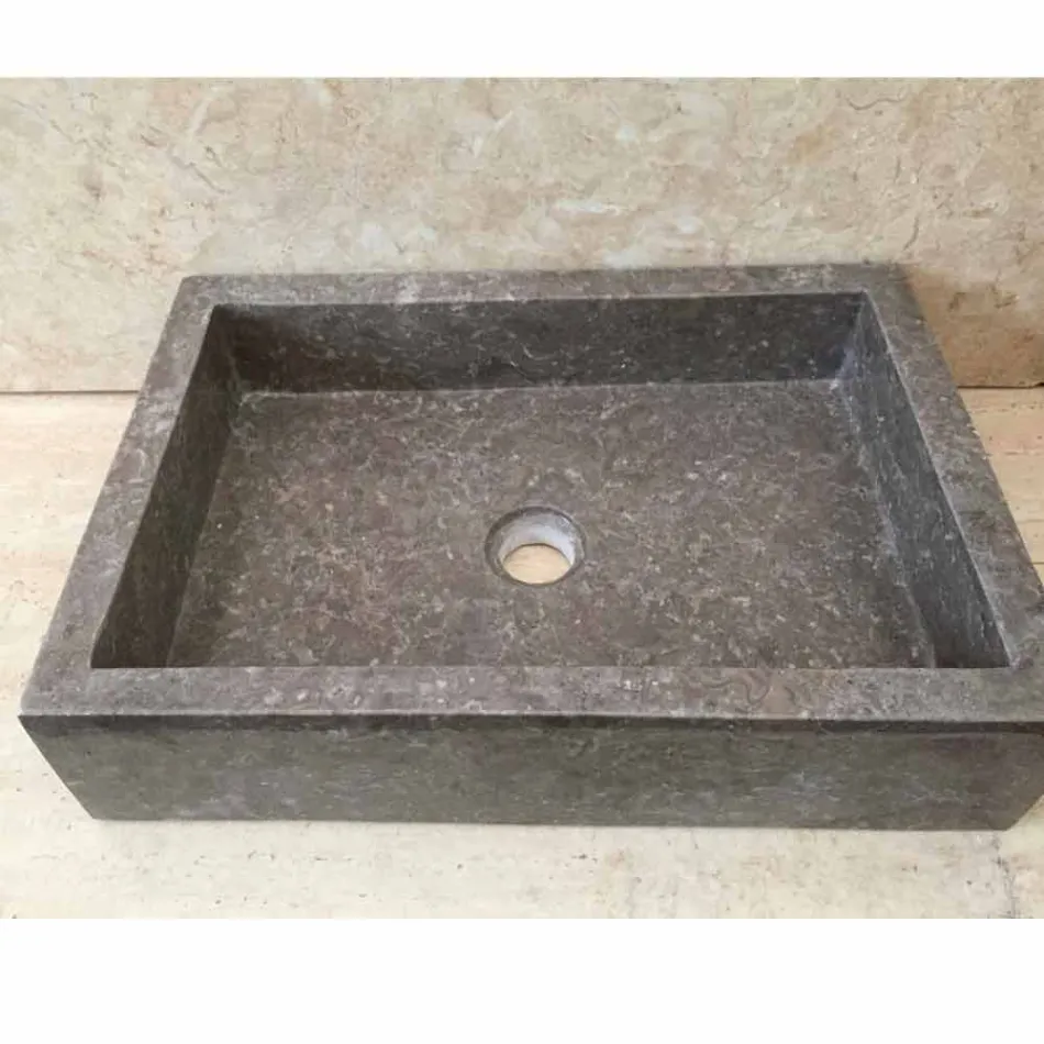 Jednoduché designové umyvadlo Jeff z přírodního kamene Viadurini