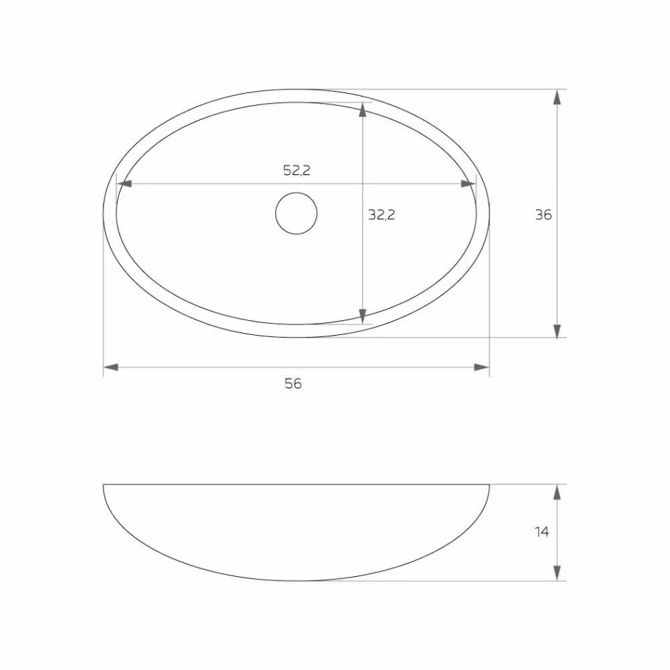 Oválné volně stojící umyvadlo na desku vyrobené v Itálii, Frascati Viadurini