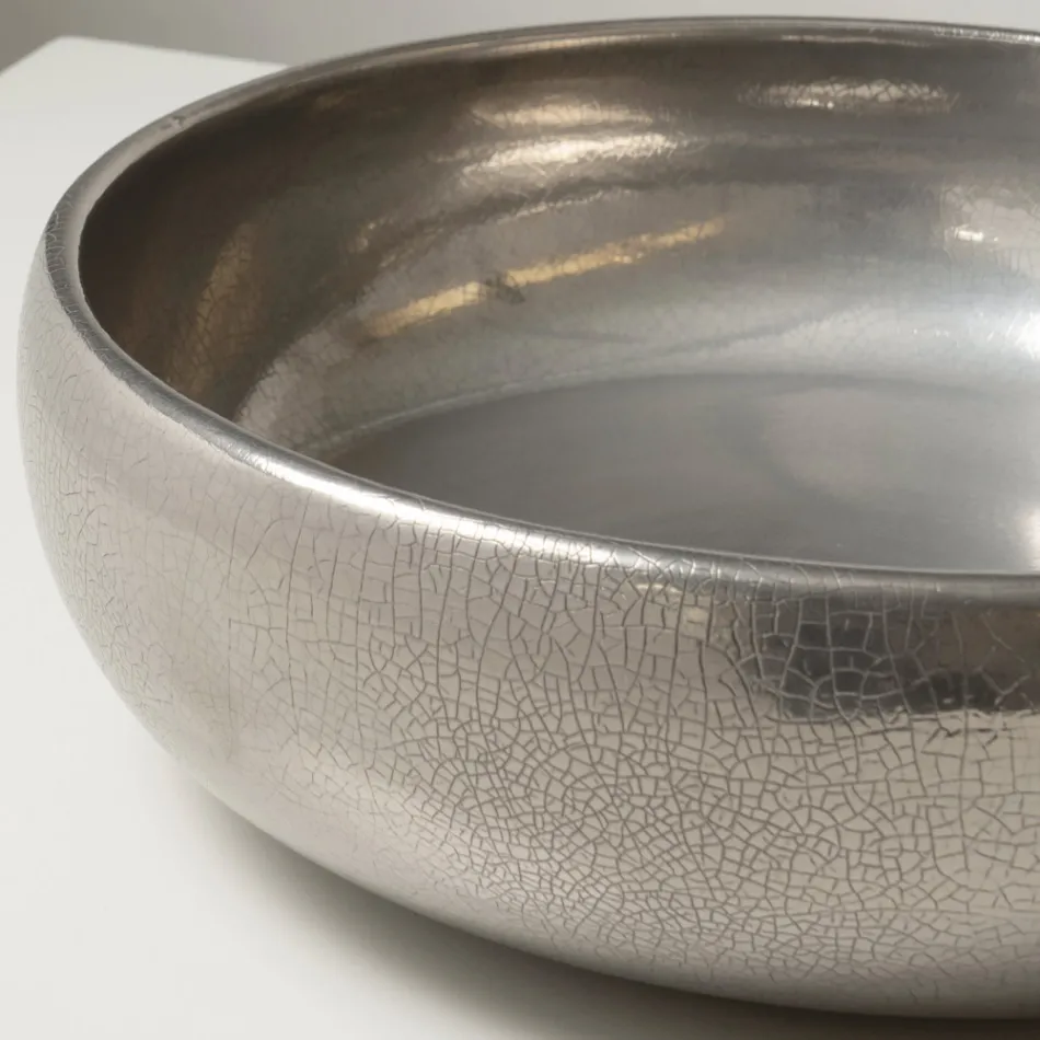 Ručně soustružený kovový dřez z hlíny raku na pracovní desku - Prisma Viadurini