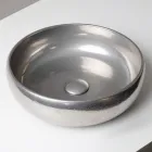 Ručně soustružený kovový dřez z hlíny raku na pracovní desku - Prisma Viadurini