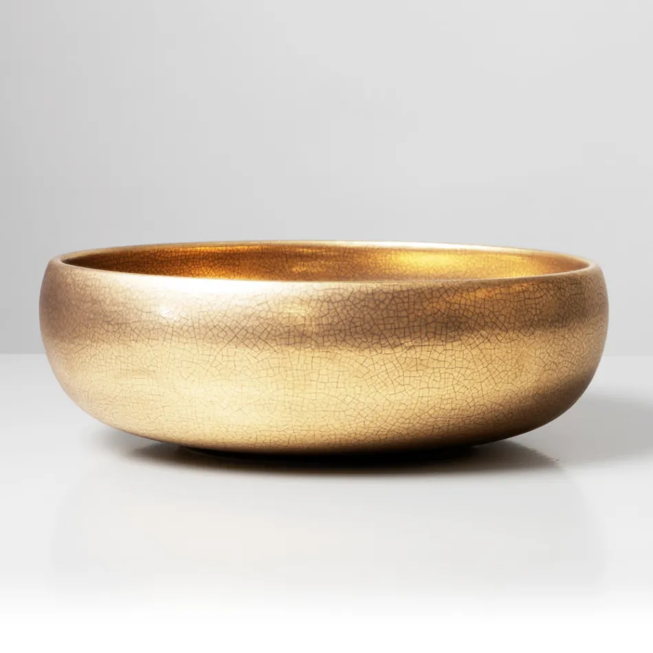 Ručně soustružený kovový dřez z hlíny raku na pracovní desku - Prisma Viadurini