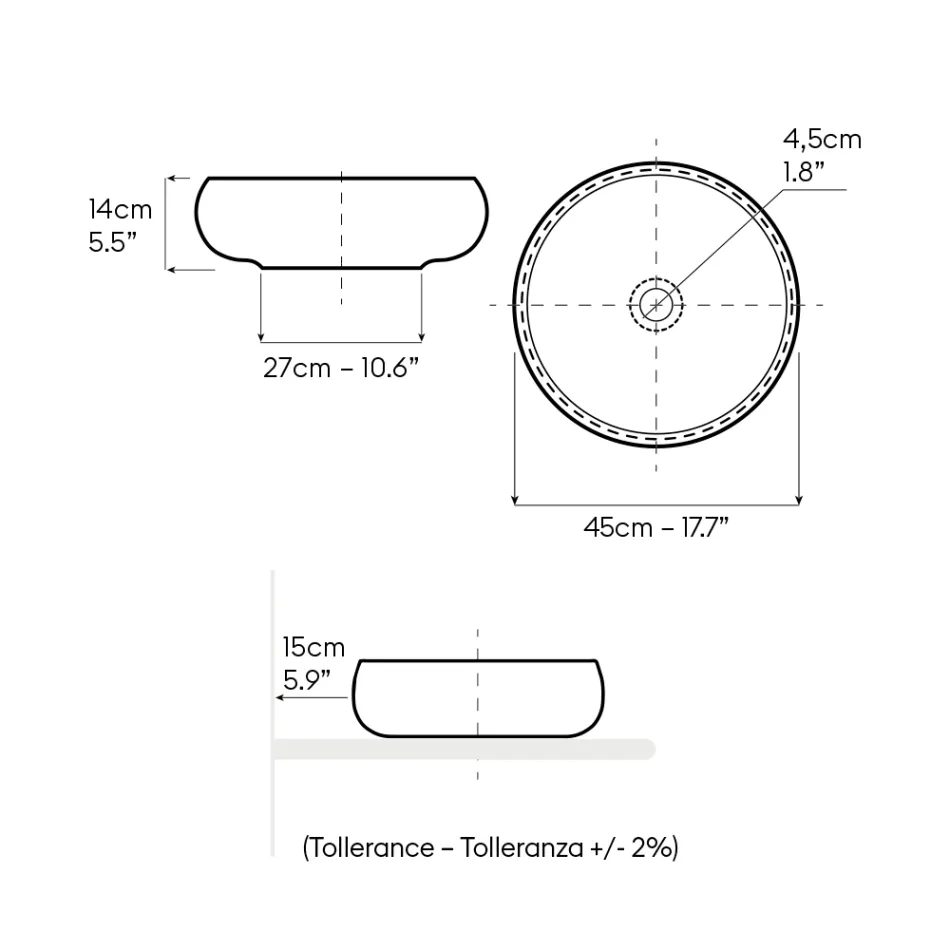Dřez na pracovní desku z tmavé nebo okrové žáruvzdorné hlíny - Prisma Viadurini