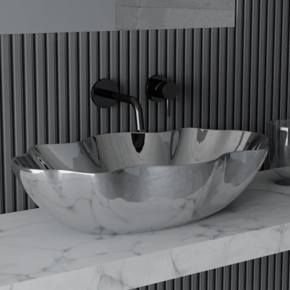 Umyvadlo na desku v barevné keramice různé povrchové úpravy L 65 cm - Cube Viadurini