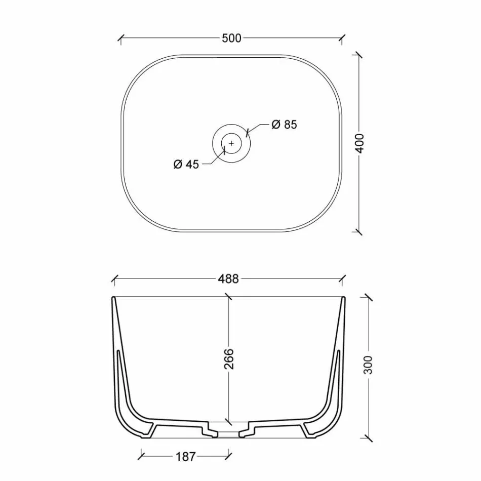 Umyvadlo v moderním designu keramických hvězda obdélníkový 50x40cm Viadurini
