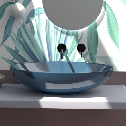 Umyvadlo na desku z lesklé nebo matné keramiky Made in Italy - Ferry Viadurini