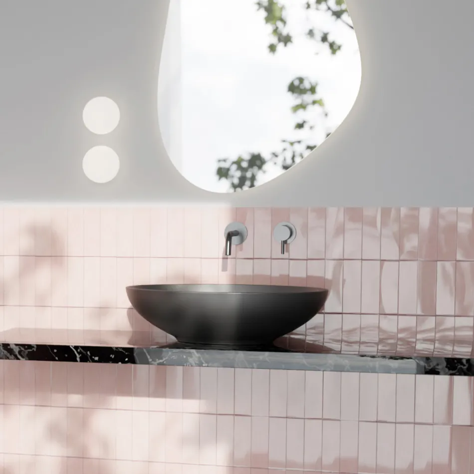 Umyvadlo na desku z lesklé nebo matné keramiky Made in Italy - Ferry Viadurini