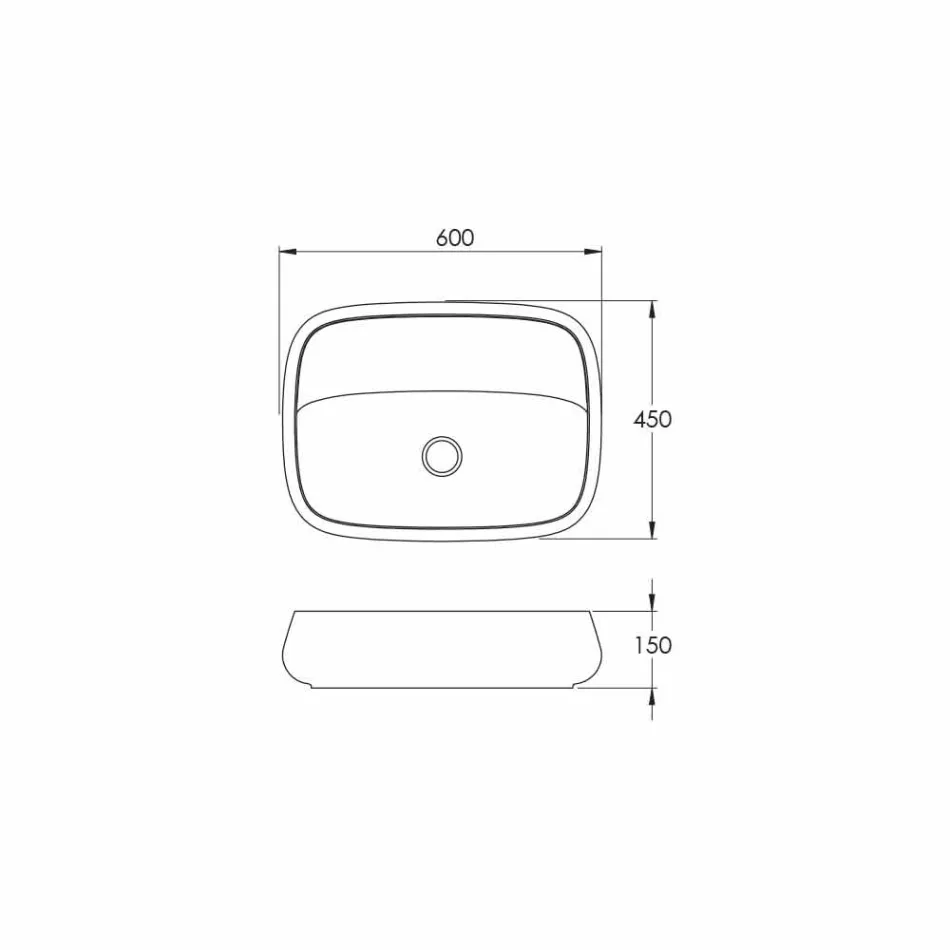 Moderní keramické umyvadlo na desku vyrobené v Itálii, Gaiola Viadurini