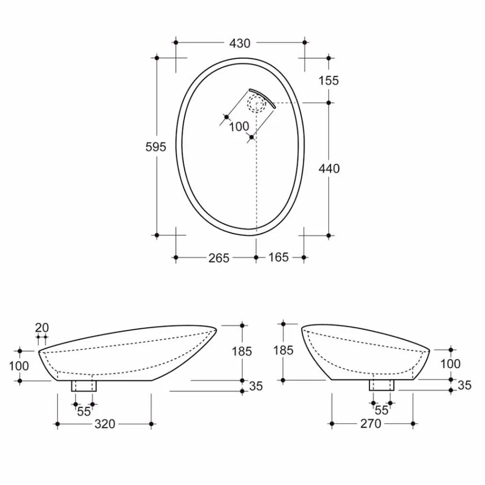 Umývadlo na desku v šedé kokosové tištěné keramice vyrobené v Itálii Lesklý Viadurini