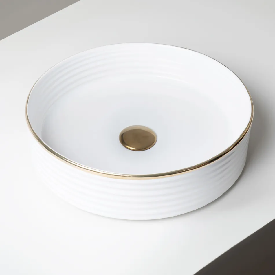 Dřez na kuchyňskou desku z porcelánu s lakovaným okrajem - Vibrace Viadurini