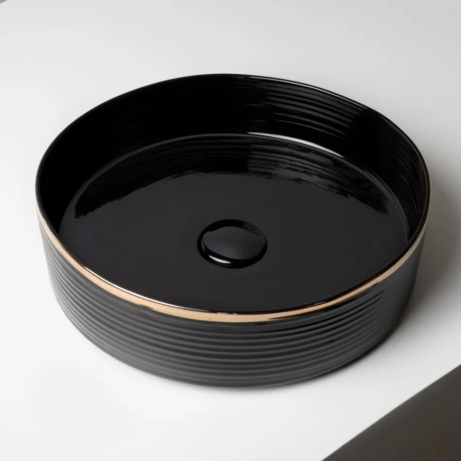 Dřez na kuchyňskou desku z porcelánu s lakovaným okrajem - Vibrace Viadurini