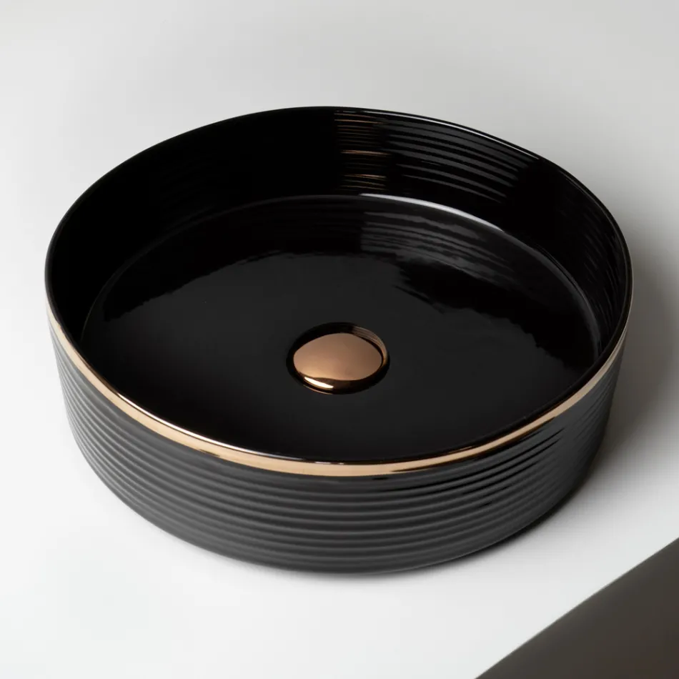 Dřez na kuchyňskou desku z porcelánu s lakovaným okrajem - Vibrace Viadurini