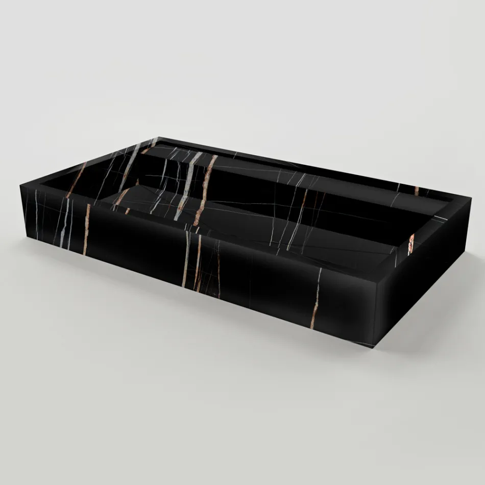 Umyvadlo na pracovní desku z porcelánu s mramorovým efektem, vyrobené v Itálii - Cervia Viadurini