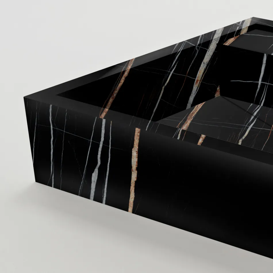 Umyvadlo na pracovní desku z porcelánu s mramorovým efektem, vyrobené v Itálii - Cervia Viadurini