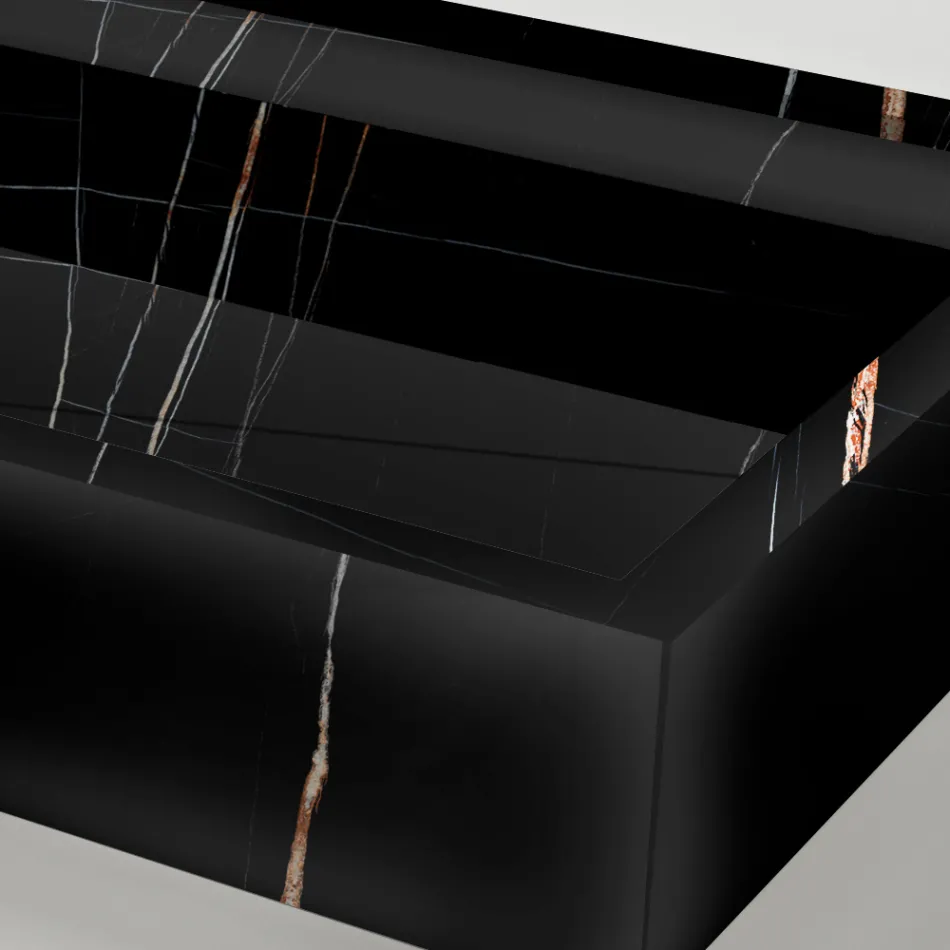 Umyvadlo na pracovní desku z porcelánu s mramorovým efektem, vyrobené v Itálii - Cervia Viadurini