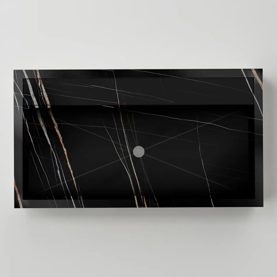 Umyvadlo na pracovní desku z porcelánu s mramorovým efektem, vyrobené v Itálii - Cervia Viadurini