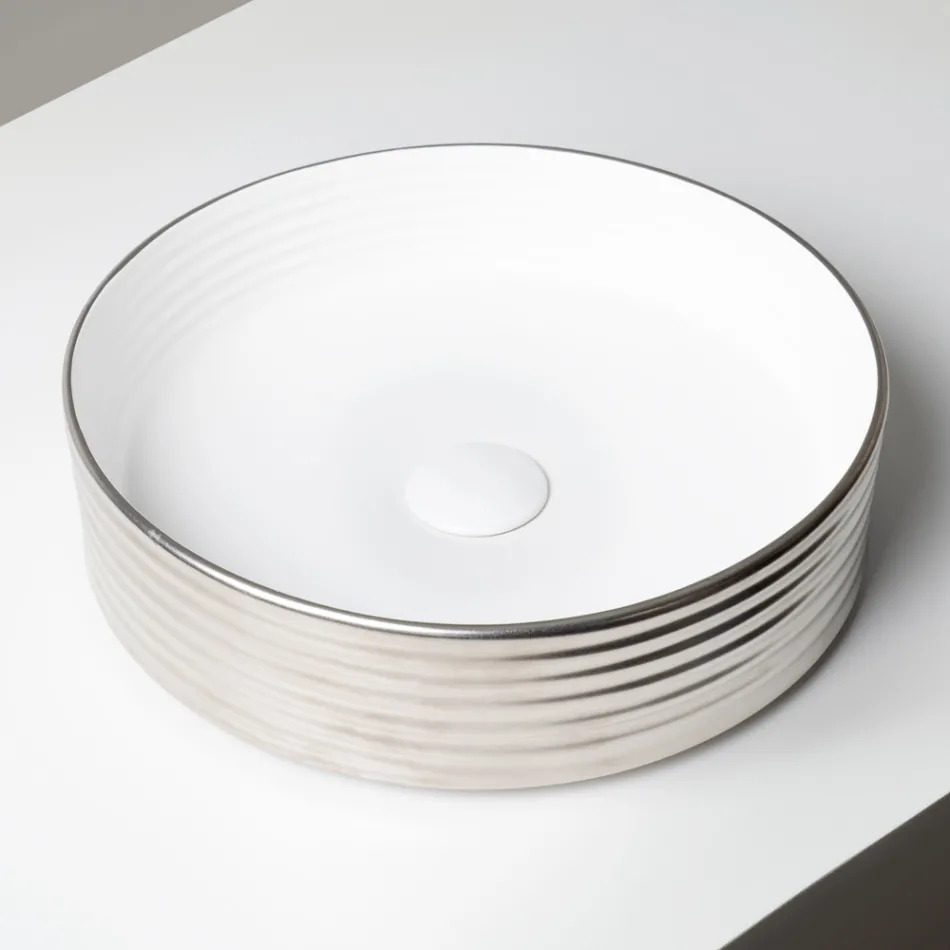 Umyvadlo na desku z vlnitého porcelánového kameniva vyrobeného v Itálii - Vibrazione Viadurini