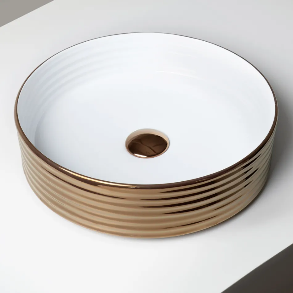 Umyvadlo na desku z vlnitého porcelánového kameniva vyrobeného v Itálii - Vibrazione Viadurini