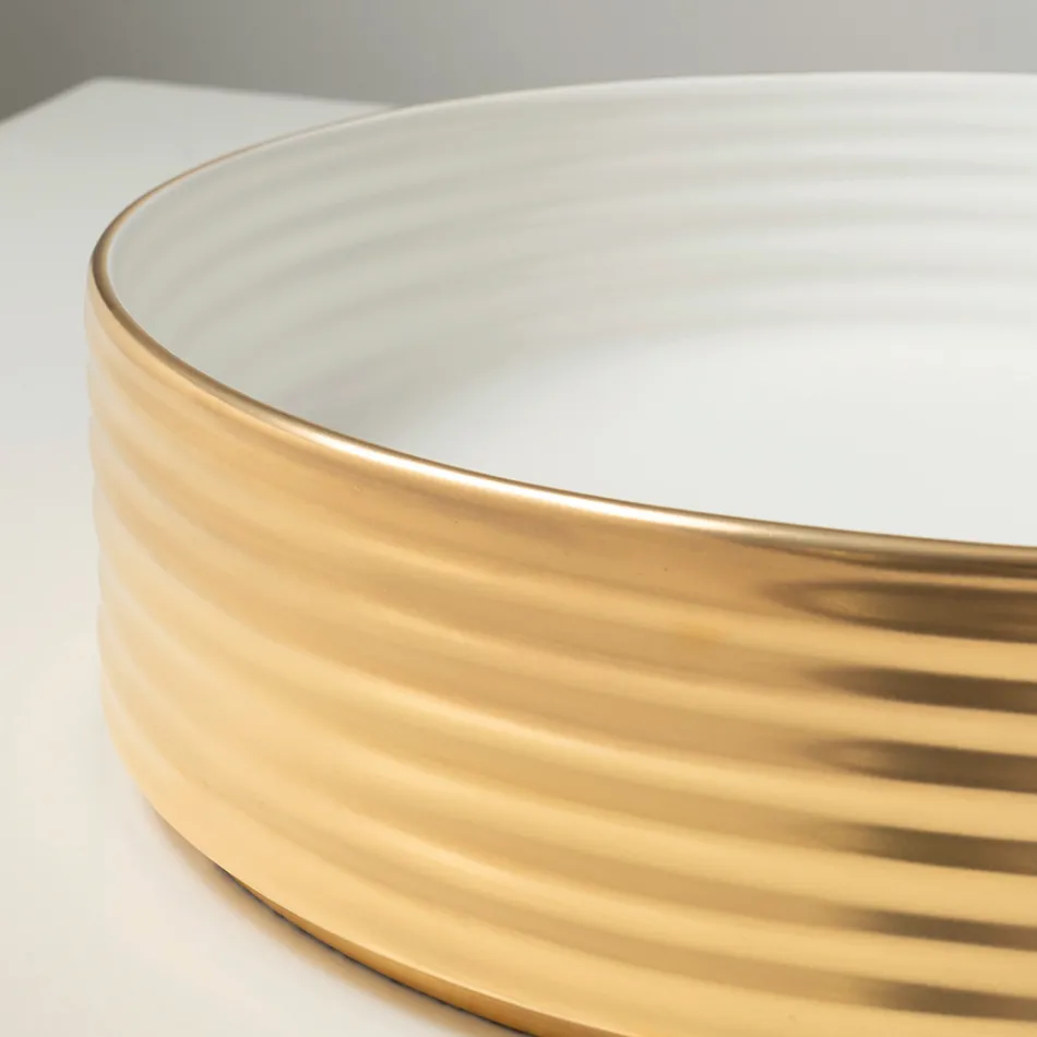 Umyvadlo na desku z vlnitého porcelánového kameniva vyrobeného v Itálii - Vibrazione Viadurini