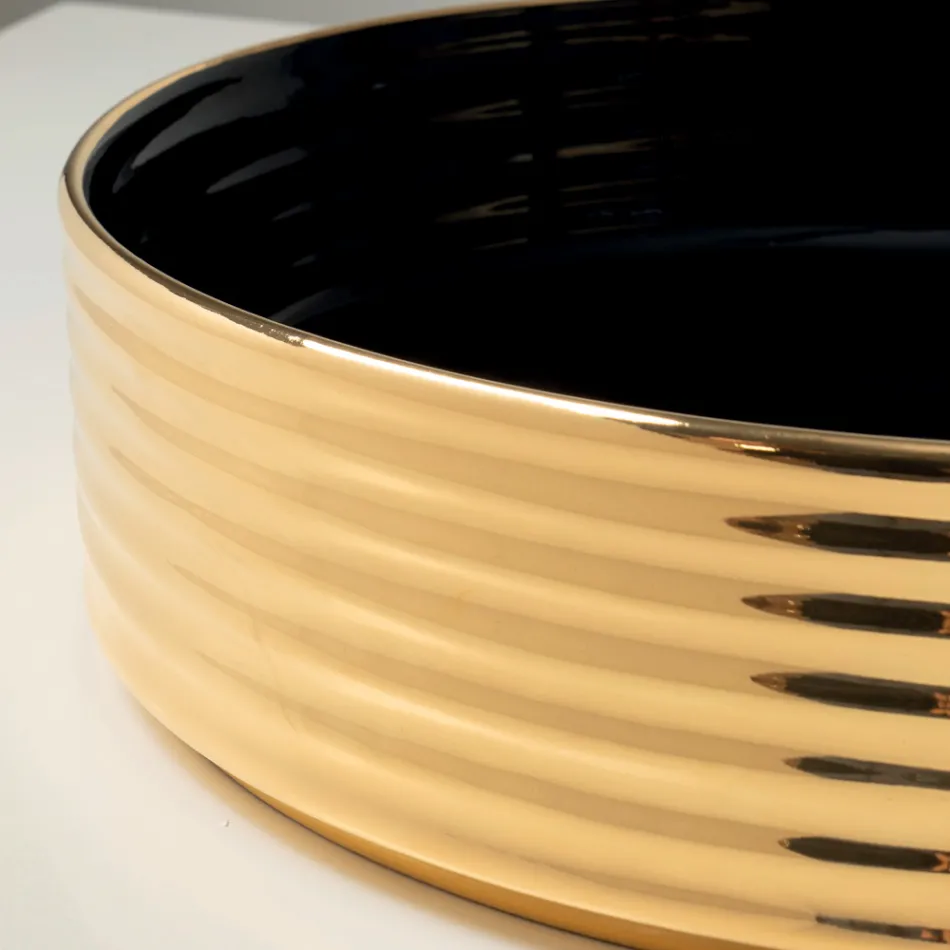 Umyvadlo na desku z vlnitého porcelánového kameniva vyrobeného v Itálii - Vibrazione Viadurini