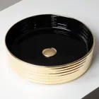 Umyvadlo na desku z vlnitého porcelánového kameniva vyrobeného v Itálii - Vibrazione Viadurini