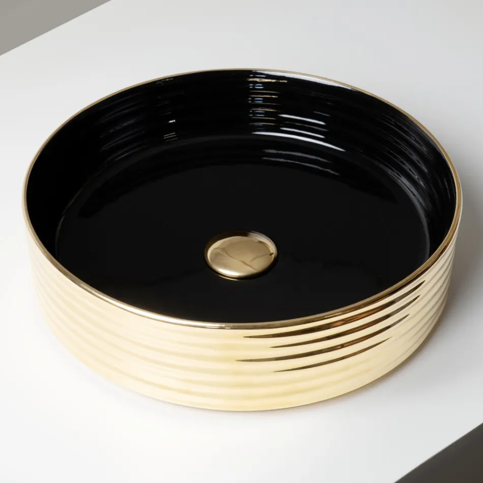 Umyvadlo na desku z vlnitého porcelánového kameniva vyrobeného v Itálii - Vibrazione Viadurini