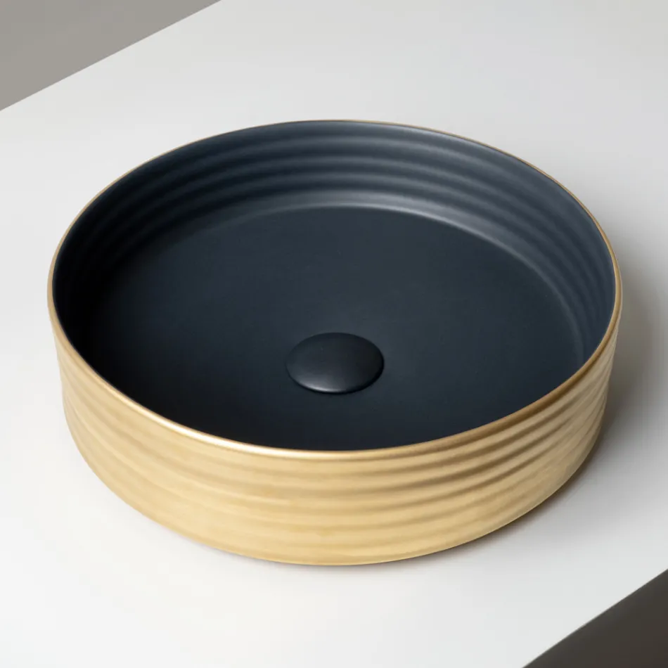 Umyvadlo na desku z vlnitého porcelánového kameniva vyrobeného v Itálii - Vibrazione Viadurini