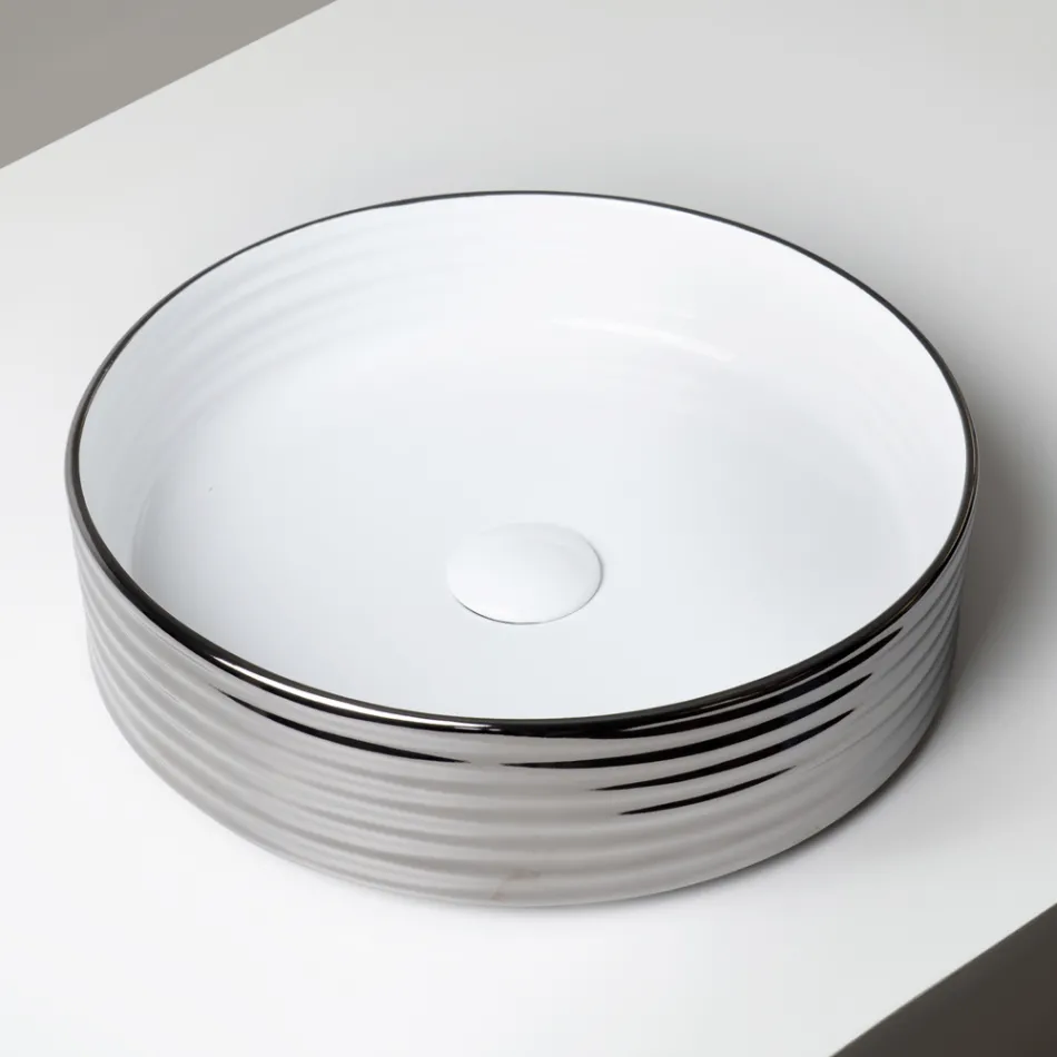 Umyvadlo na desku z vlnitého porcelánového kameniva vyrobeného v Itálii - Vibrazione Viadurini