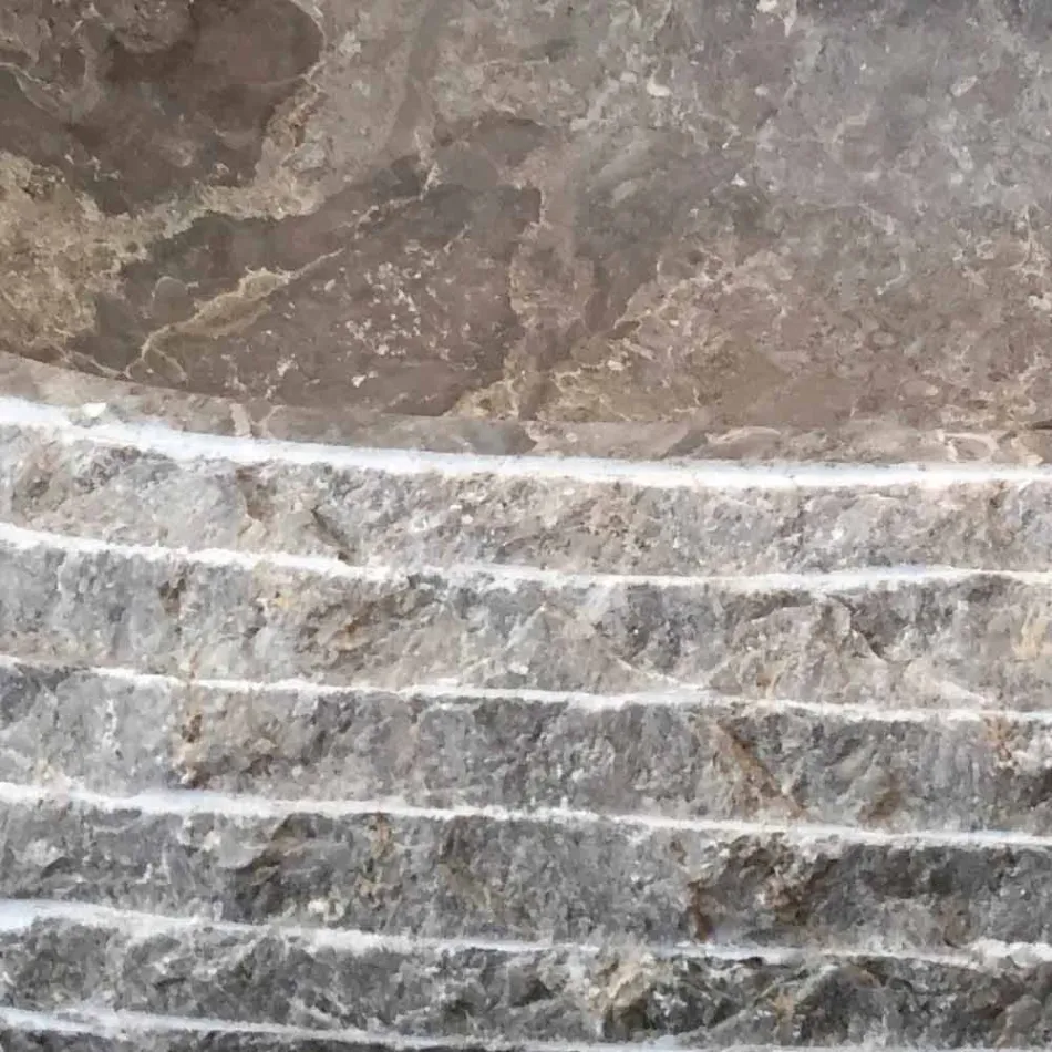 Ivy šedá kamenná deska umývadla, unikátní kus Viadurini