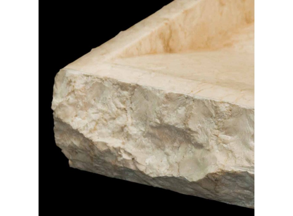 Sam bílý umývadlo z přírodního kamene, unikátní kus Viadurini