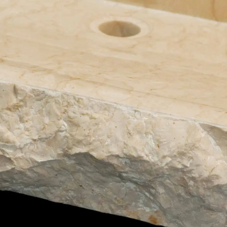 Sam bílý umývadlo z přírodního kamene, unikátní kus Viadurini