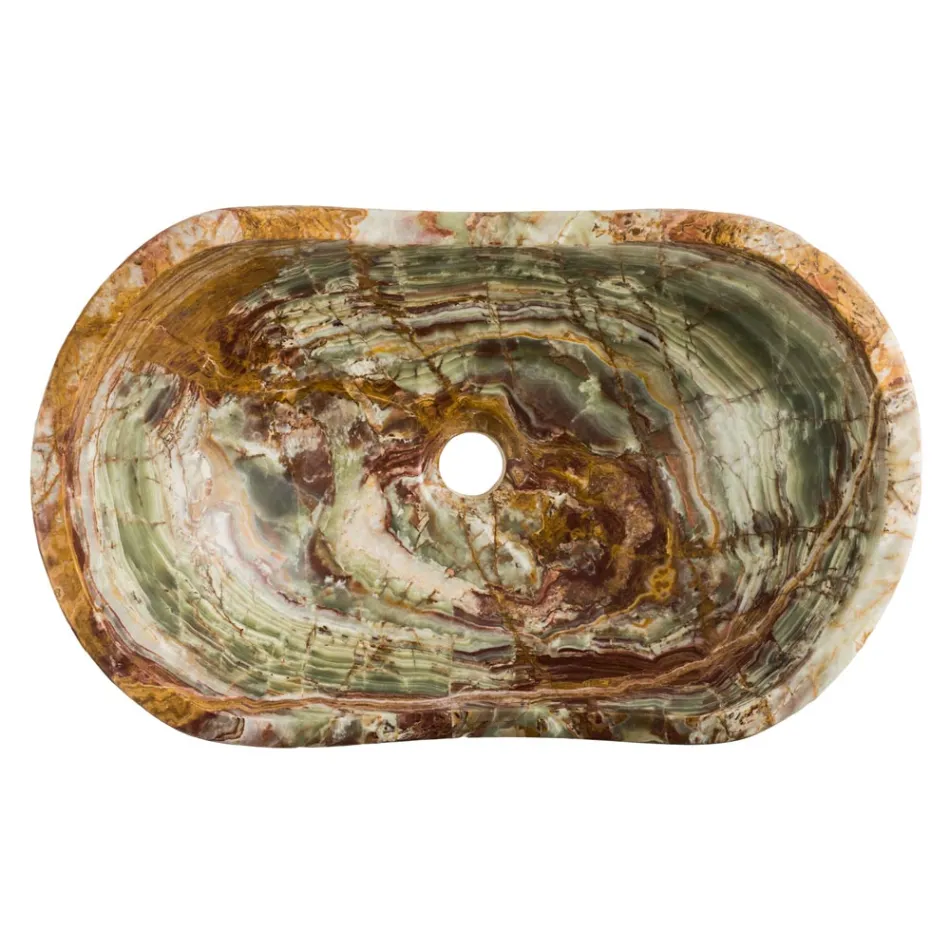 Umyvadlo na desku z kamene Leila onyx, jedinečný ručně vyrobený kus Viadurini