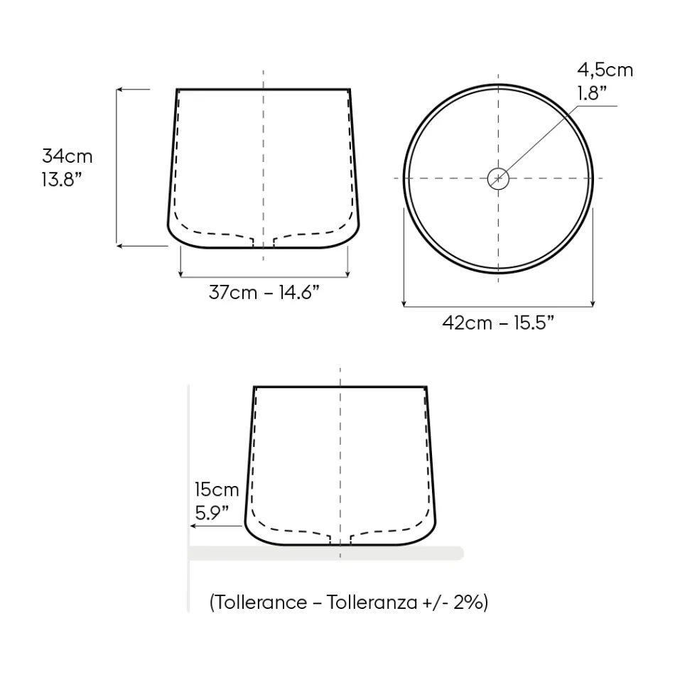 Ručně soustružené porcelánové umyvadlo na desku - Nomad Viadurini