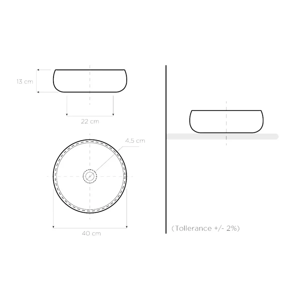 Umyvadlo na desku v provedení Raku Clay Platinum Finish Made in Italy - Ribano Viadurini
