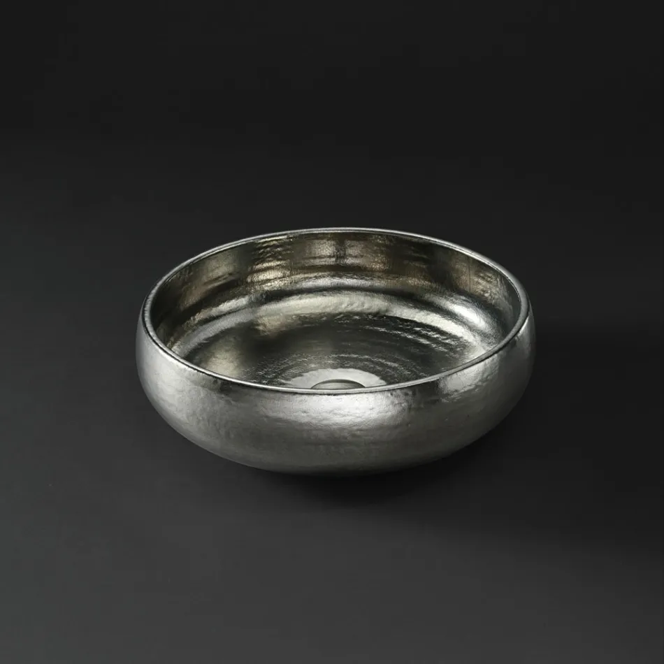 Umyvadlo na desku v provedení Raku Clay Platinum Finish Made in Italy - Ribano Viadurini