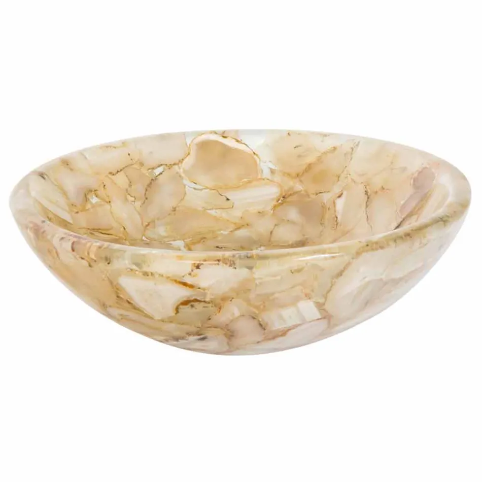 Umyvadlo umělé pryskyřice Alma, kámen vloží achátu Viadurini