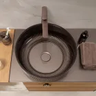 Umyvadlo na pracovní desku z benátského skla s pryskyřičným povlakem a barvou - Excelsior Viadurini