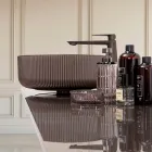 Umyvadlo na pracovní desku z benátského skla s pryskyřičným povlakem a barvou - Excelsior Viadurini