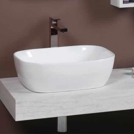 Moderní designové bílé keramické šikmé umyvadlo na desku - Papavero Viadurini