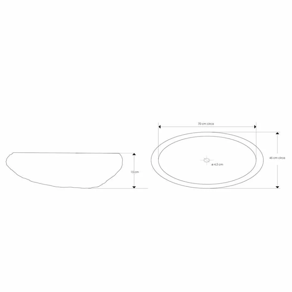 Umyvadlo na desku Ručně vyrobené v River Stone - Aurea Viadurini