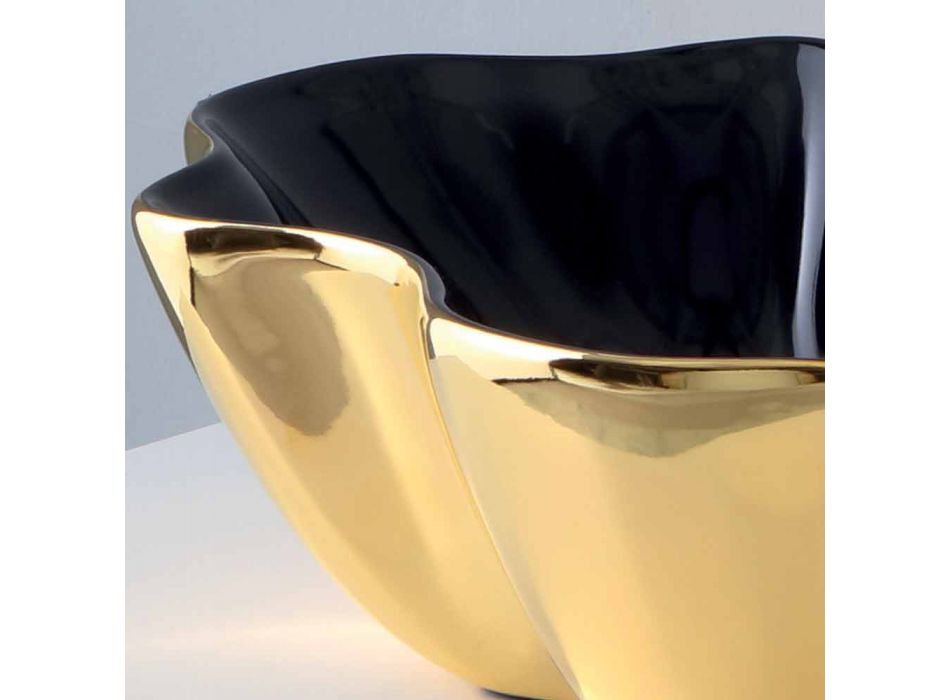 Moderní umyvadlo na desku ve zlaté a černé keramice vyrobené v Itálii Cube Viadurini