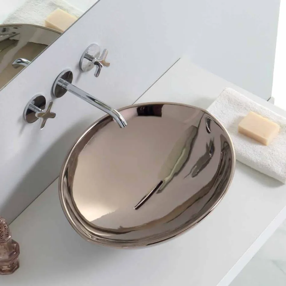 Moderní keramické umývadlo v platině vyrobené v Itálii Zvířata Viadurini