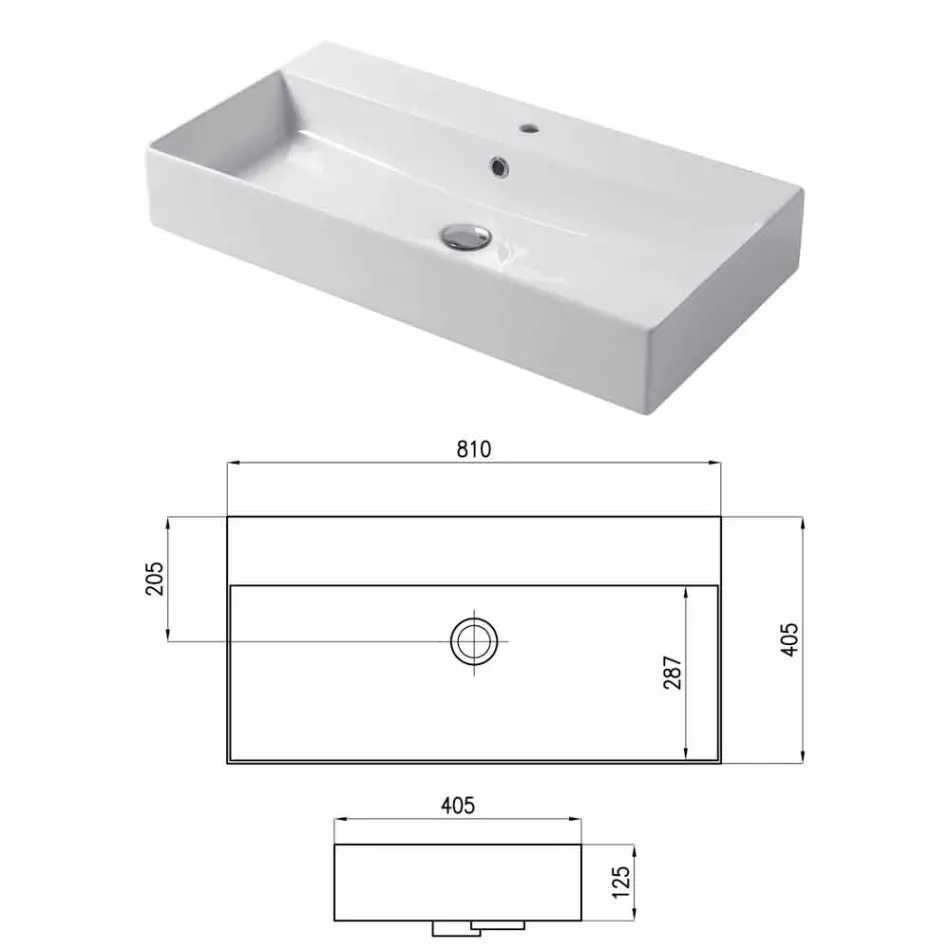 Designová deska nebo umyvadlo na zeď v barevné keramické Leivi Viadurini