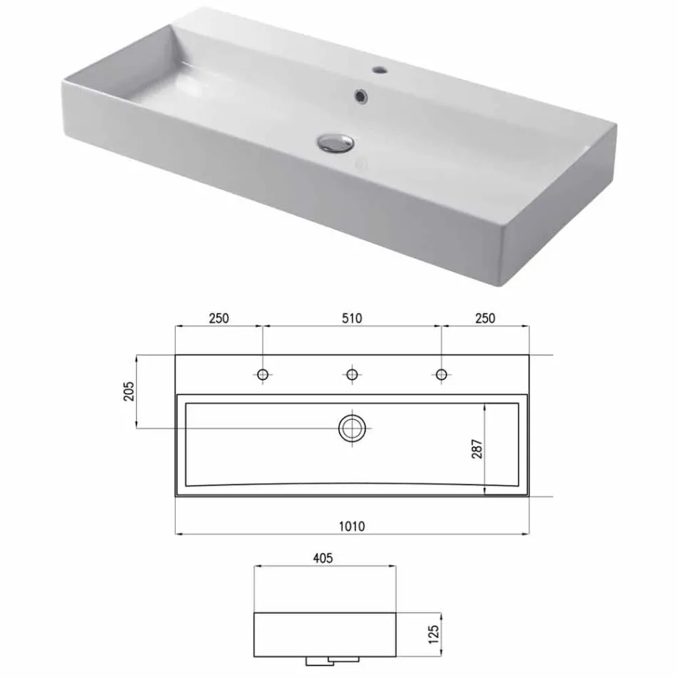Designová deska nebo umyvadlo na zeď v barevné keramické Leivi Viadurini
