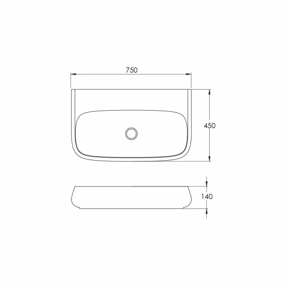 Kameninová nebo nástěnná keramická umyvadlo L 75cm vyrobené v Itálii, Gais Viadurini