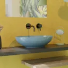 Oválné umyvadlo na desku z lesklé keramiky L 50 cm Made in Italy - Ferry Viadurini