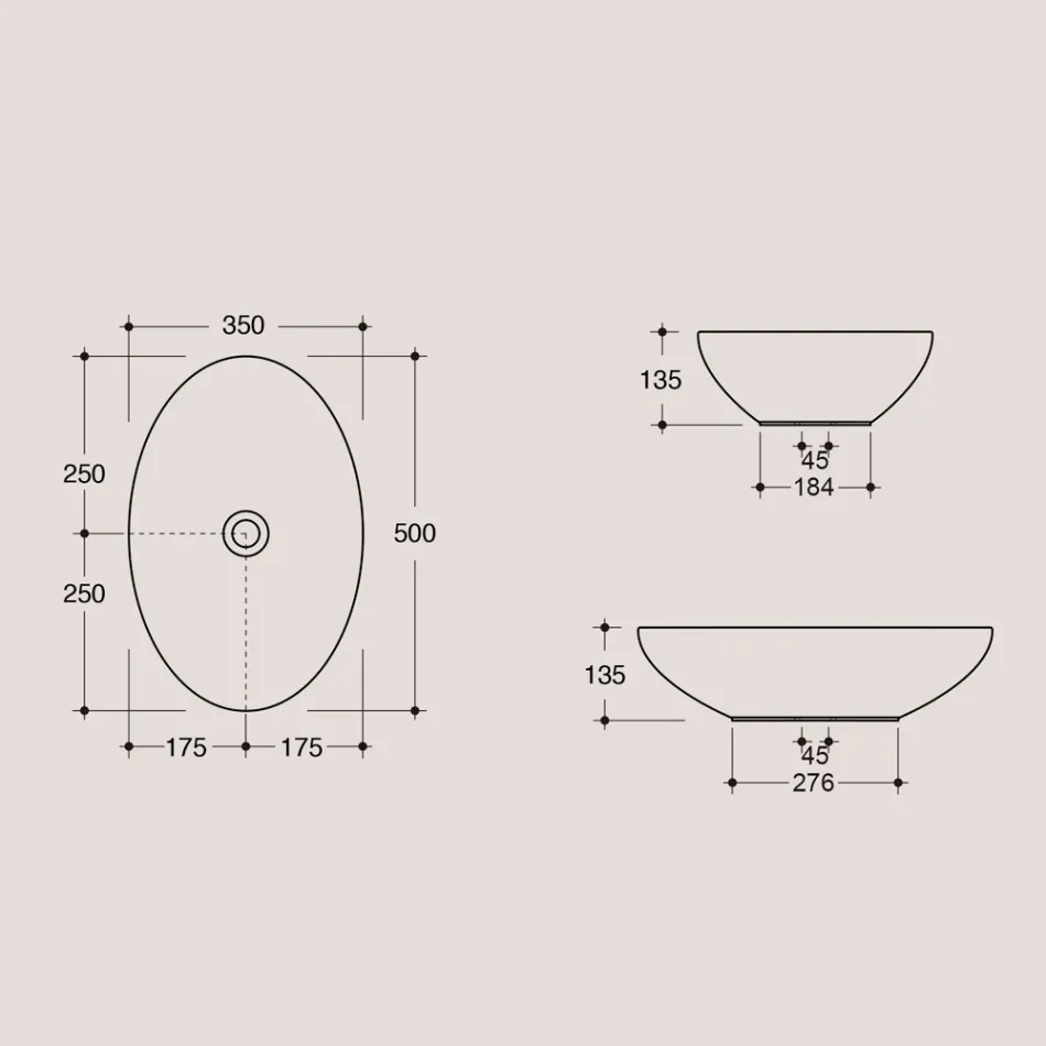 Oválné umyvadlo na desku z lesklé keramiky vyrobené v Itálii - Ferry Viadurini